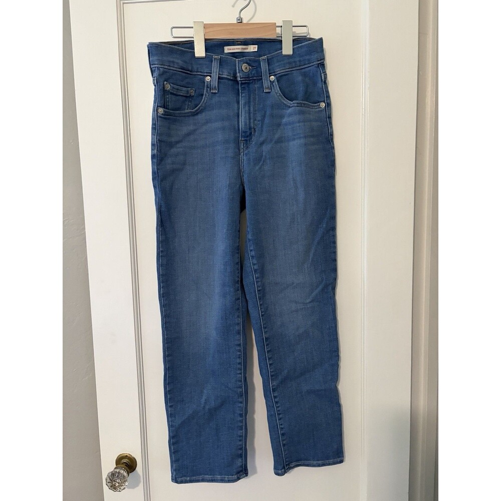 Levi's EUC 724 High Rise Straight Jeans Womens Size 27 Medium Wash Stretch Denim